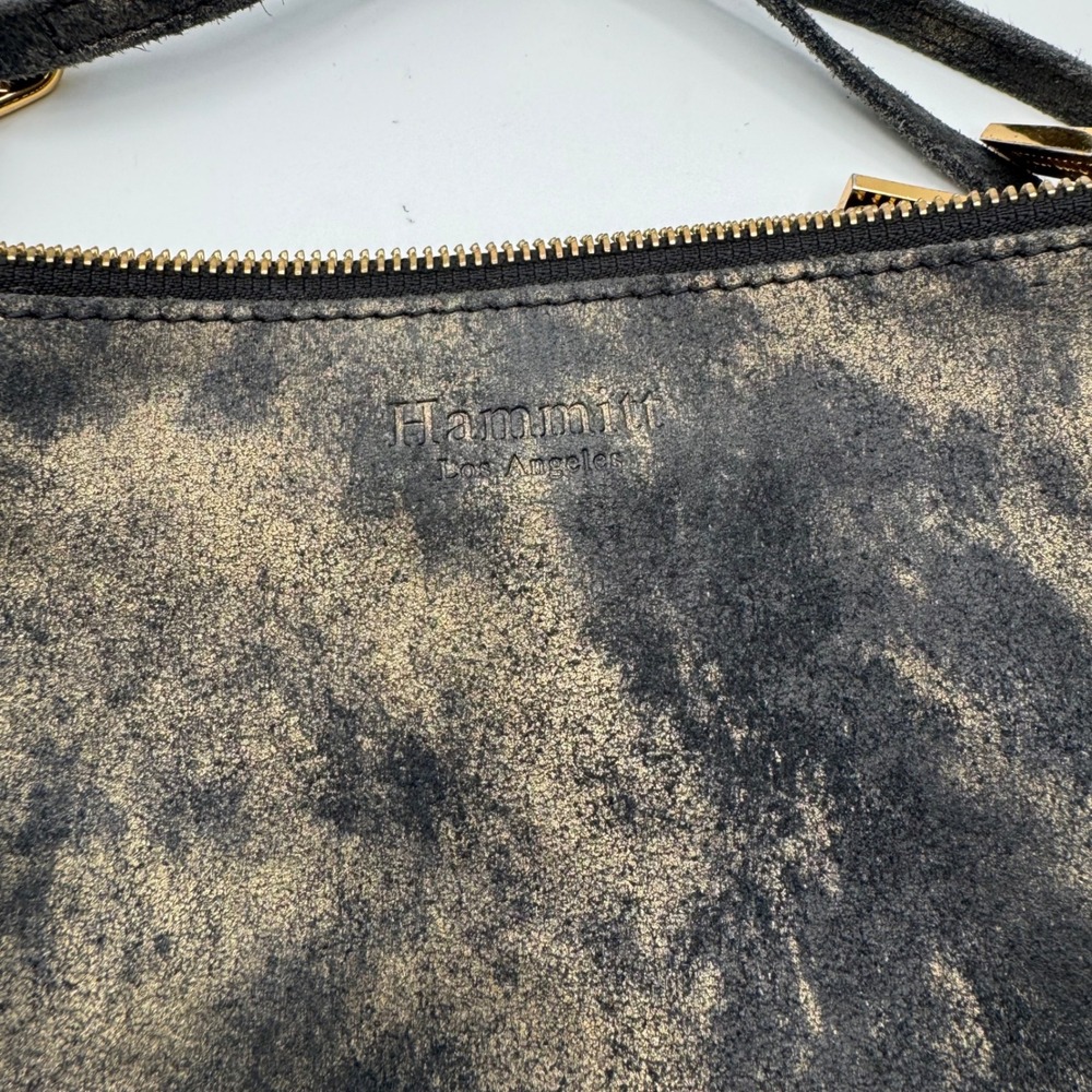 Hammitt Los Angeles VIP Small Crossbody Bag Black Gold Distressed Leather Rivet - Picture 3 of 14